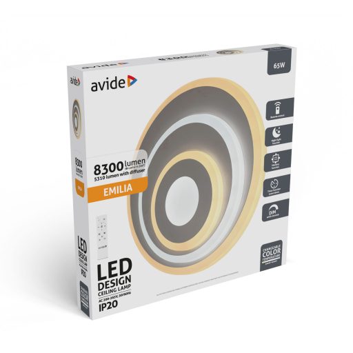 Avide Design Mennyezeti Lámpa Emilia 65W RF Távirányítóval (ADO3S-EMI-2.4G)