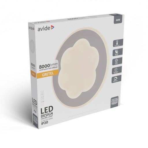 Avide Design Mennyezeti Lámpa Gretel 60W RF Távirányítóval (ADO3S-GRE-2.4G)