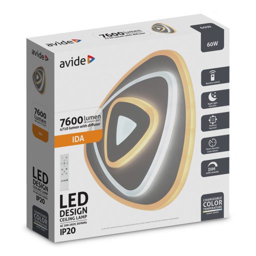 Avide Design Mennyezeti Lámpa Ida 60W RF Távirányítóval (ADO3S-IDA-2.4G)