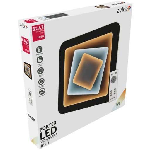 Avide Design Mennyezeti Lámpa Porter 106W(53+53) RF Távirányítóval (ADO3S-POR-2.4G)