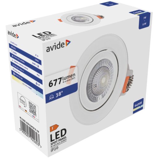 Avide LED Beépíthető Spot 38° Kerek 7W CW 6400K (ALDLS38CW-R-7W)