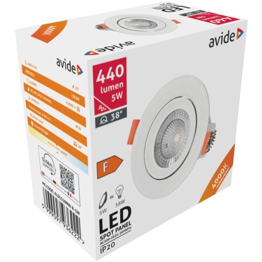 Avide LED Beépíthető Spot 38° Kerek 5W NW 4000K (ALDLS38NW-R-5W)