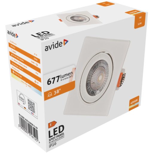 Avide LED Beépíthető Spot 38° Négyzetes 7W NW 4000K (ALDLS38NW-S-7W)