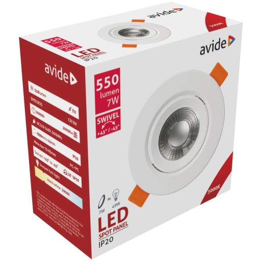 Avide LED Beépíthető Spot 38° Kerek 7W WW 3000K (ALDLS38WW-R-7W)