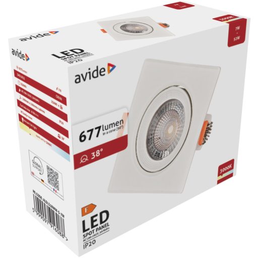 Avide LED Beépíthető Spot 38° Négyzetes 7W WW 3000K (ALDLS38WW-S-7W)