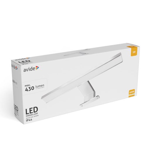 Avide LED Tükörvilágító Lámpa Szögletes Króm Alu 300mm NW 4000K 5W IP44 (ALML-B30-AC-5W)