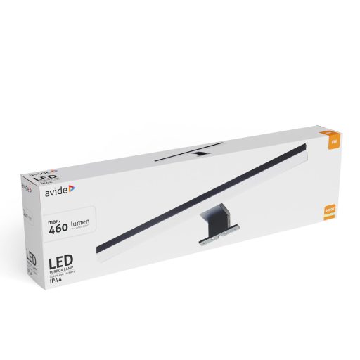 Avide LED Tükörvilágító Lámpa Szögletes Fekete Alu 400mm NW 4000K 8W IP44 (ALML-B40-AB-8W)