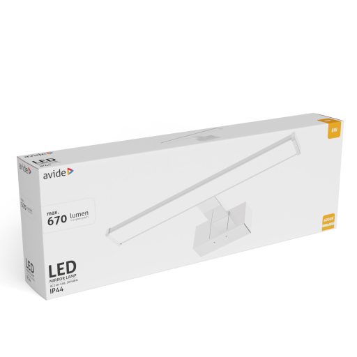 Avide LED Tükörvilágító Lámpa Szögletes Króm Alu 400mm NW 4000K 8W IP44 (ALML-B40-AC-8W)