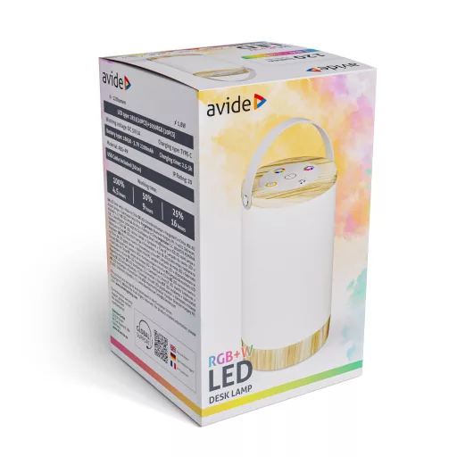 Avide LED Hordozható Asztali Lámpa RGB, Nyomógombos, Fa mintázat (ALPDL-RGB-PB-N)
