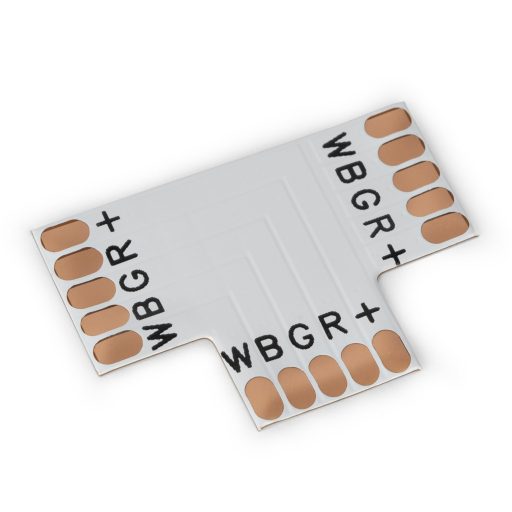 Avide LED Szalag 12-24V T elosztó elem, forr.mentes, RGB+W-5 eres, 12mm (10 db-os csom.) (ALSA-TC-5P-5050-12MM-10)