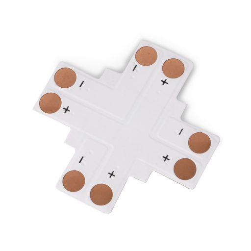 Avide LED Szalag 12-24V X elosztó elem, forr.mentes, fehér-2 eres, 8mm (10 db-os csom.) (ALSA-XC-2P-2835-8MM-10)