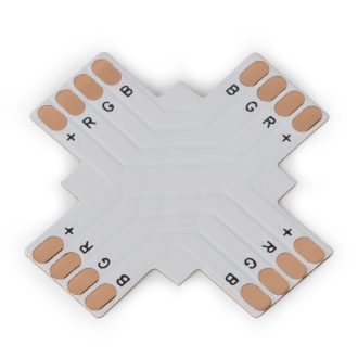   Avide LED Szalag 12-24V X elosztó elem, forr.mentes, RGB-4 eres, 10mm (10 db-os csom.) (ALSA-XC-4P-5050-10MM-10)