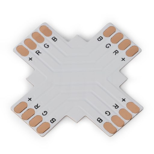 Avide LED Szalag 12-24V X elosztó elem, forr.mentes, RGB-4 eres, 10mm (10 db-os csom.) (ALSA-XC-4P-5050-10MM-10)