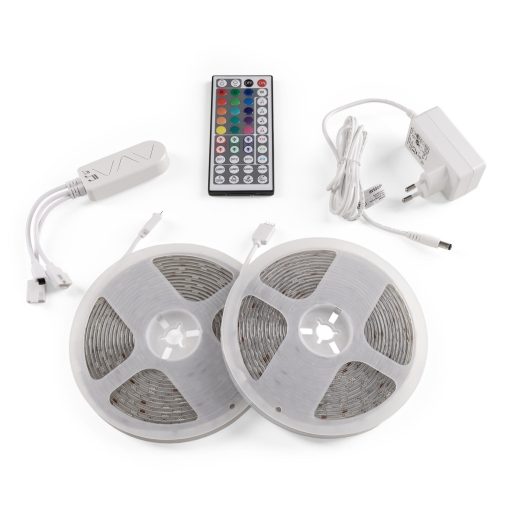 Avide LED Szalag Bliszter 12V 22W RGB 2x5m TUYA - Zene vez. + IR távirányító (ALSB5050RGBTUYA44-10M)