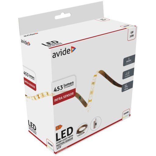 Avide LED Szalag Infra Szenzorral 12V 1m 5W 3000K (ALSLIS12V-5W)
