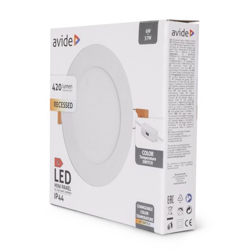 Avide LED Beépíthető Kerek Mennyezeti Lámpa ALU 6W CCT IP44/IP20 (AMRPCCT-R-6W-ALU44)