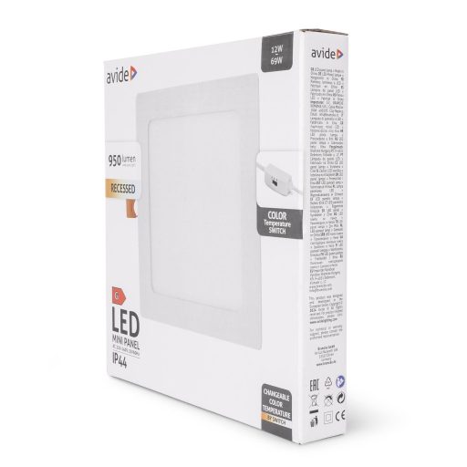 Avide LED Beépíthető Négyzetes Mennyezeti Lámpa ALU 12W CCT IP44/IP20 (AMRPCCT-S-12W-ALU44)