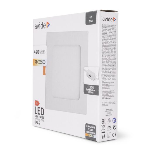 Avide LED Beépíthető Négyzetes Mennyezeti Lámpa ALU 6W CCT IP44/IP20 (AMRPCCT-S-6W-ALU44)