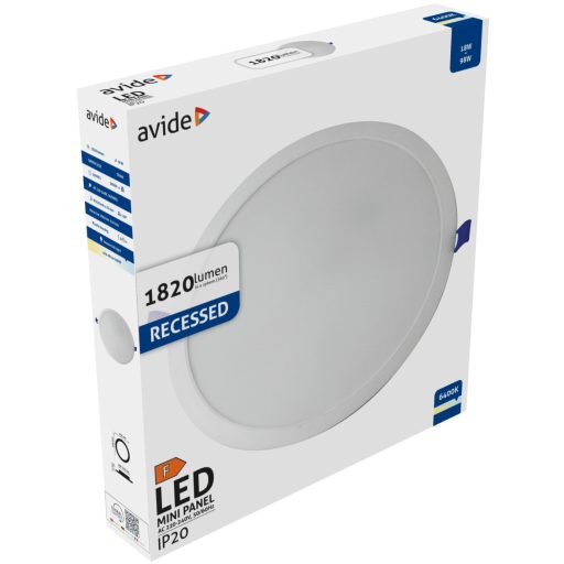 Avide LED Beépíthető Kerek Mennyezeti Lámpa Műanyag 18W CW 6400K (AMRPCW-R-18W-PC)