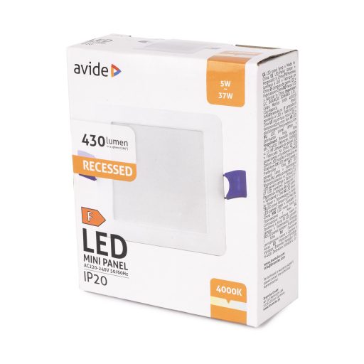 Avide LED Beépíthető Négyzetes Mennyezeti Lámpa Műanyag 5W NW 4000K (AMRPNW-S-5W-PC)