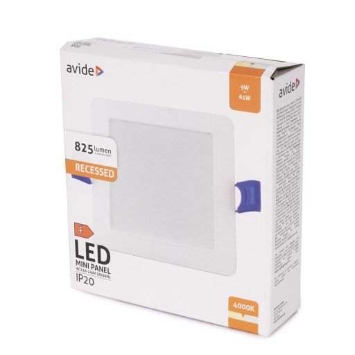 Avide LED Beépíthető Négyzetes Mennyezeti Lámpa Műanyag 9W NW 4000K (AMRPNW-S-9W-PC)
