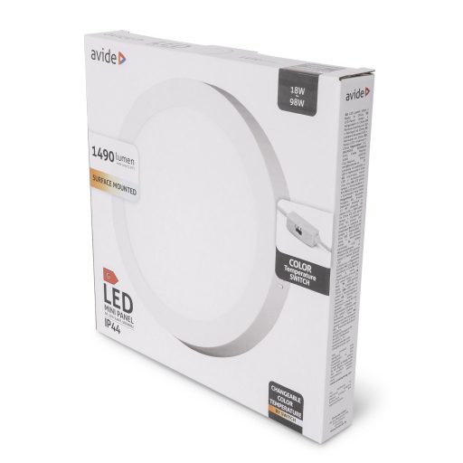 Avide LED Falra Szerelhető Kerek Mennyezeti Lámpa ALU 18W CCT IP44/IP20 (AMSMPCCT-R-18W-ALU44)