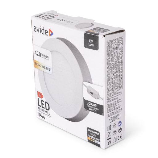 Avide LED Falra Szerelhető Kerek Mennyezeti Lámpa ALU 6W CCT IP44/IP20 (AMSMPCCT-R-6W-ALU44)