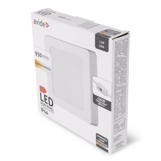 Avide LED Falra Szerelhető Négyzetes Mennyezeti Lámpa ALU 12W CCT IP44/IP20 (AMSMPCCT-S-12W-ALU44)