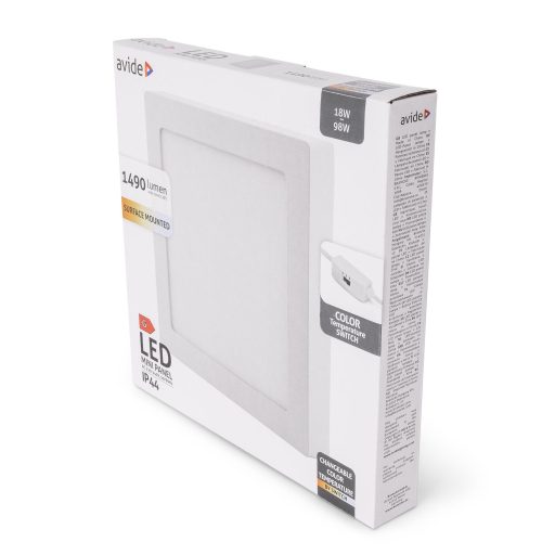 Avide LED Falra Szerelhető Négyzetes Mennyezeti Lámpa ALU 18W CCT IP44/IP20 (AMSMPCCT-S-18W-ALU44)