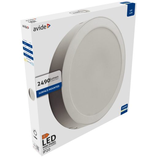 Avide LED Falra Szerelhető Kerek Mennyezeti Lámpa Műanyag 24W CW 6400K (AMSPCW-R-24W-PC)