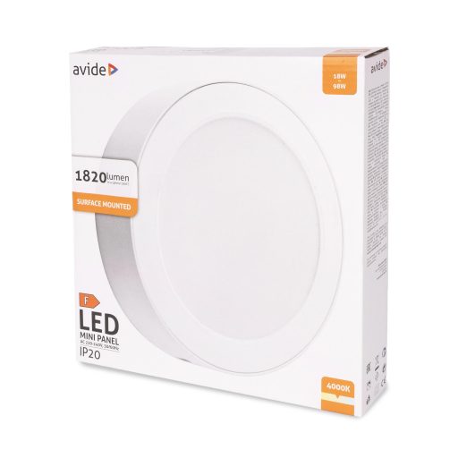 Avide LED Falra Szerelhető Kerek Mennyezeti Lámpa Műanyag 18W NW 4000K (AMSPNW-R-18W-PC)