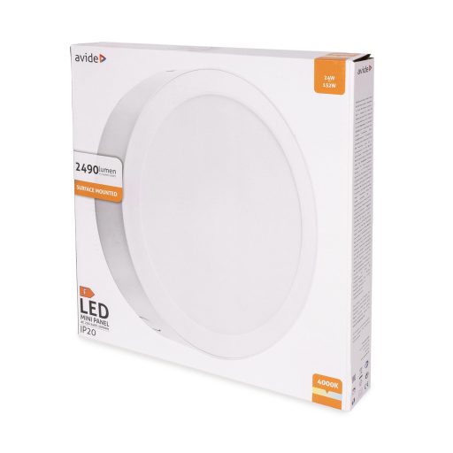 Avide LED Falra Szerelhető Kerek Mennyezeti Lámpa Műanyag 24W NW 4000K (AMSPNW-R-24W-PC)