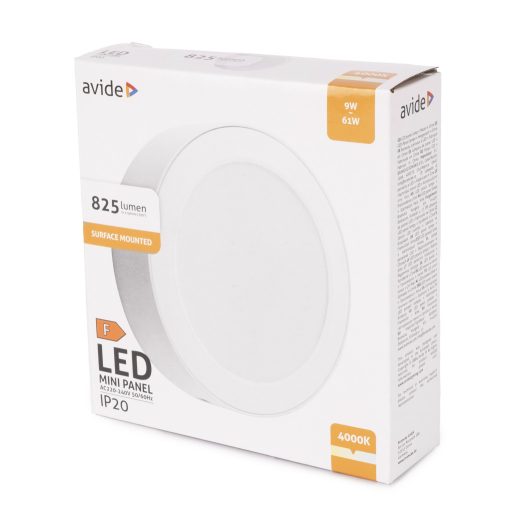 Avide LED Falra Szerelhető Kerek Mennyezeti Lámpa Műanyag 9W NW 4000K (AMSPNW-R-9W-PC)
