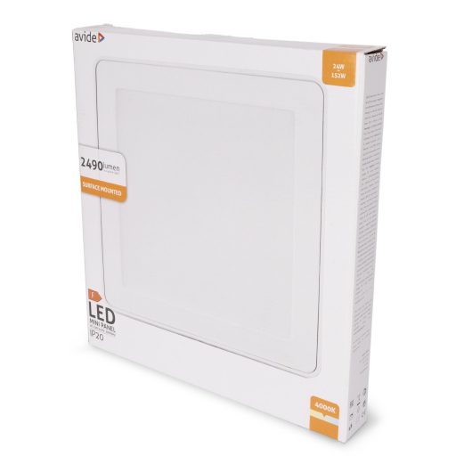 Avide LED Falra Szerelhető Négyzetes Mennyezeti Lámpa Műanyag 24W NW 4000K (AMSPNW-S-24W-PC)