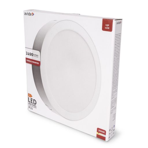 Avide LED Falra Szerelhető Kerek Mennyezeti Lámpa Műanyag 24W WW 3000K (AMSPWW-R-24W-PC)