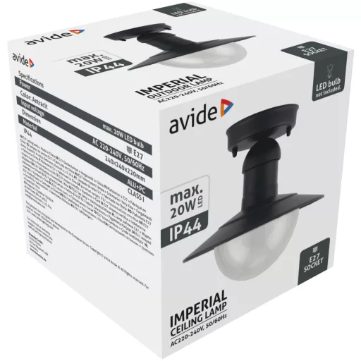 Avide Kültéri Mennyezeti Lámpa Imperial 1xE27 IP44 Antracit (AOLCE27-IMP-AN)