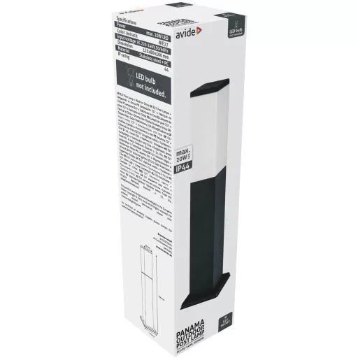 Avide kültéri álló lámpa Panama 1xE27 500mm IP44 Antracit (AOLPE27-PAN-AN)