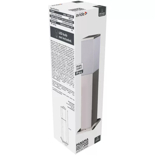 Avide kültéri álló lámpa Panama 1xE27 500mm IP44 Szatén Nikkel (AOLPE27-PAN-SN)
