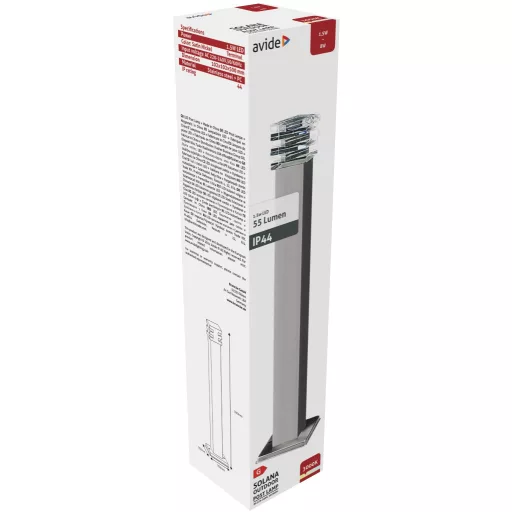 Avide kültéri álló lámpa Solana LED 1.5W WW 500mm IP44 Szatén Nikkel (AOLPL-SOL-WW-SN)