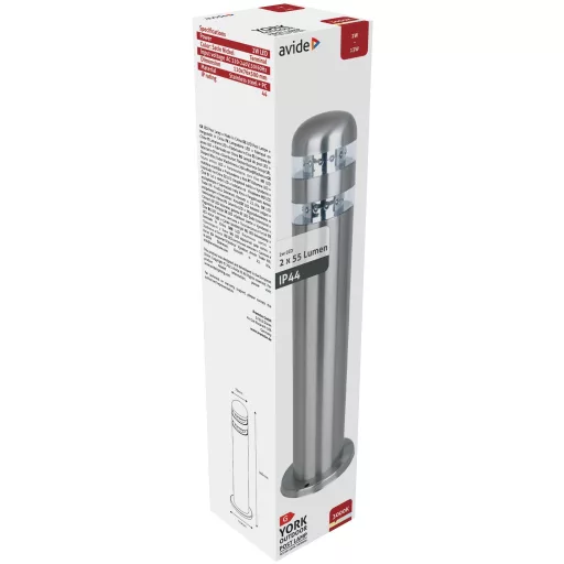 Avide kültéri álló lámpa York LED 2W WW 500mm IP44 Szatén Nikkel (AOLPL-YK-WW-SN)