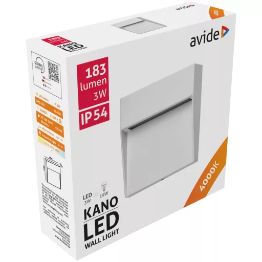 Avide kültéri lépcső lámpa Kano LED 3W NW IP54 105mm (AOLS3WLED-KAS)