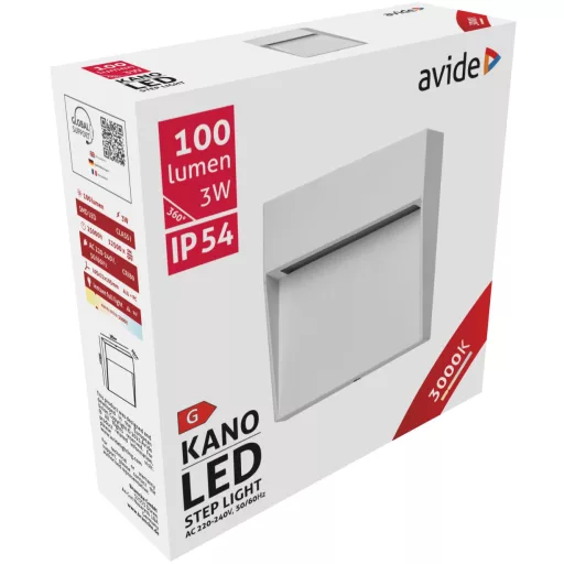 Avide kültéri lépcső lámpa Kano LED 3W WW IP54 105mm (AOLS3WW-KAS)