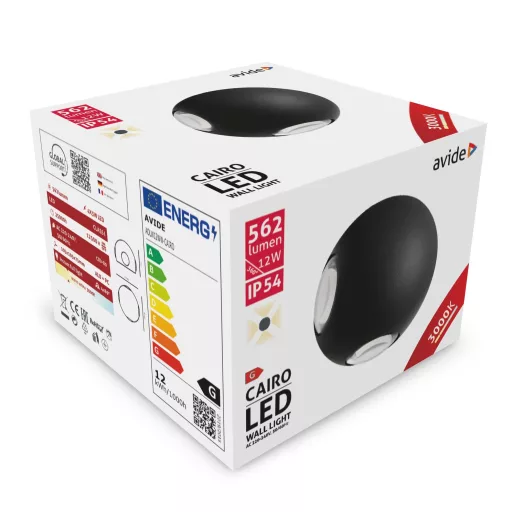 Avide kültéri fali lámpa Cairo 4 irányú LED 12W WW IP54 (AOLW12WW-CAIRO)