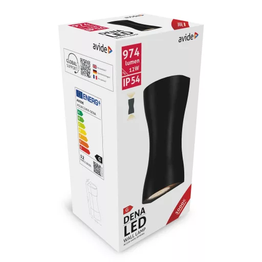 Avide kültéri fali lámpa Dena LED 12W WW IP54 (AOLW12WW-DENA)