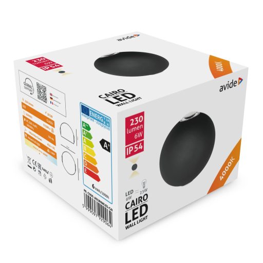 Avide kültéri fali lámpa Cairo 2 irányú LED 6W NW IP54 (AOLW6WLED-CAI)