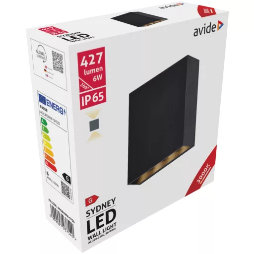 Avide kültéri fali lámpa Sydney 2 irányú LED 6W WW IP65 130mm (AOLW6WW-SYDS)