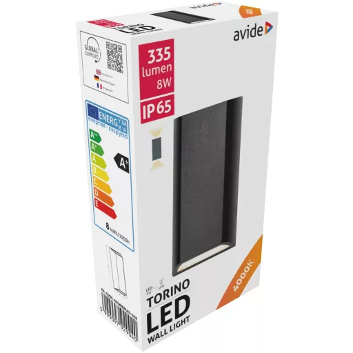 Avide kültéri fali lámpa Torino 2 irányú LED 8W NW IP65 (AOLW8WLED-TOR)