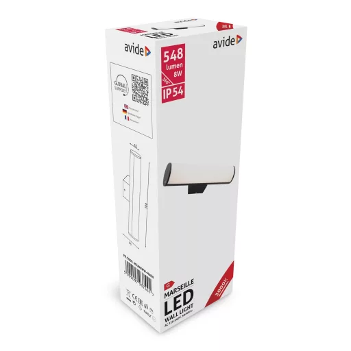 Avide kültéri fali lámpa Marseille Vízszintes LED 8W WW IP54 (AOLW8WW-MARH)