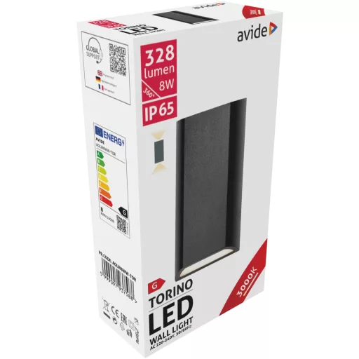 Avide kültéri fali lámpa Torino 2 irányú LED 8W WW IP65 (AOLW8WW-TOR)