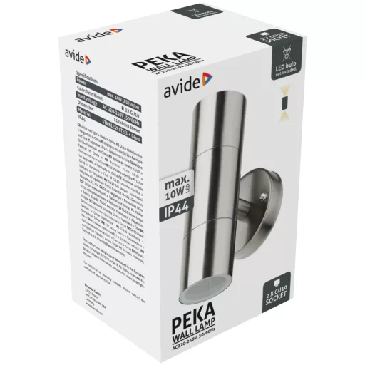 Avide kültéri fali lámpa Peka 2xGU10 IP44 Szatén Nikkel (AOLWGU10-PED-SN)